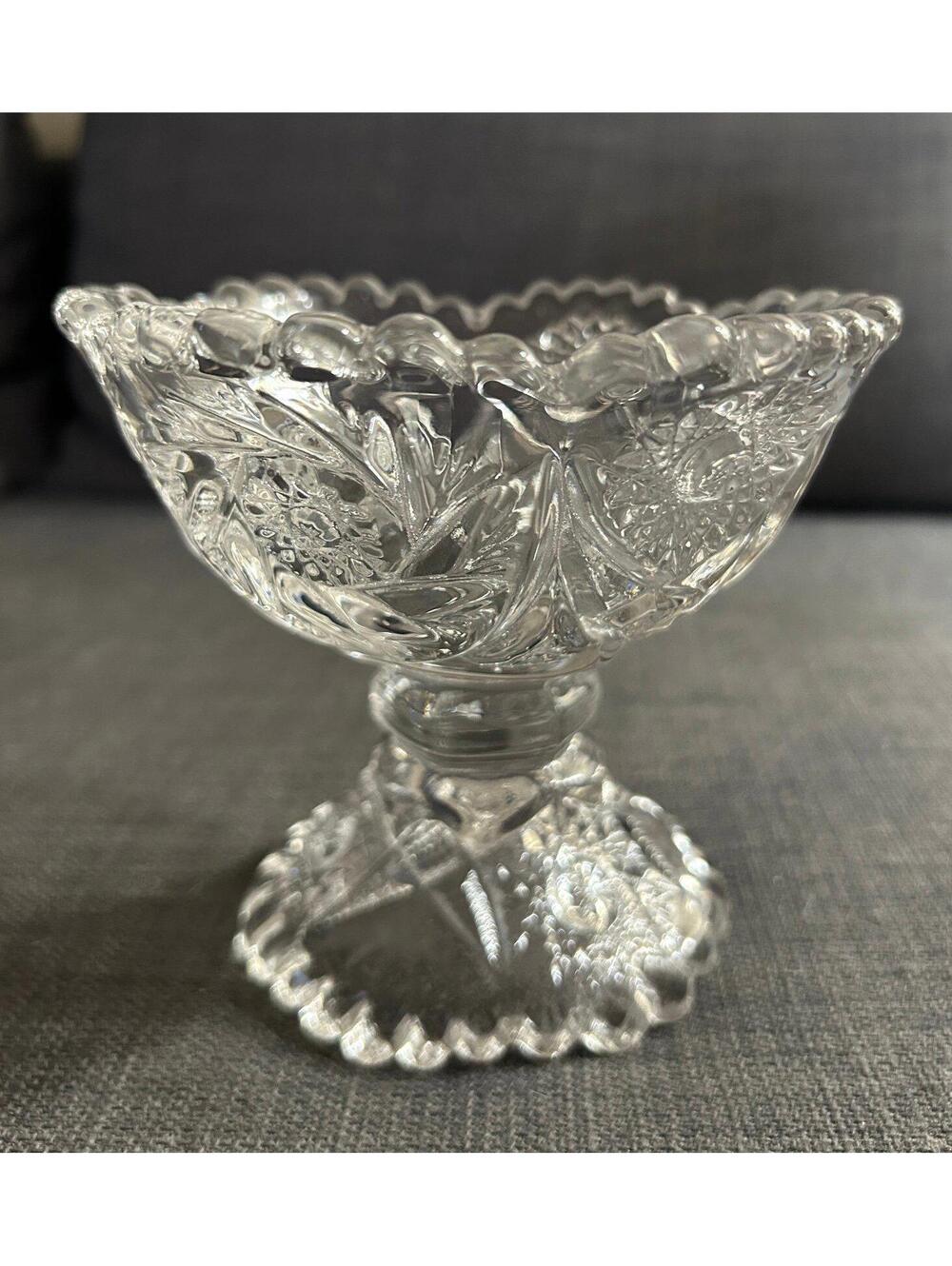 Vintage Clear Pressed Glass Pedestal Candy Dish